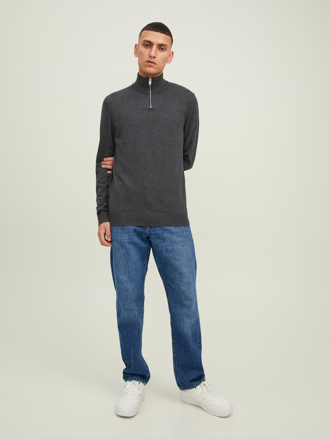 JJEEMIL KNIT HALF ZIP NOOS - 12189339