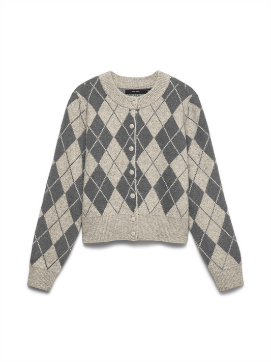 VMHALO LS O-NECK ARGYLE CARDIGAN BO - 10349316