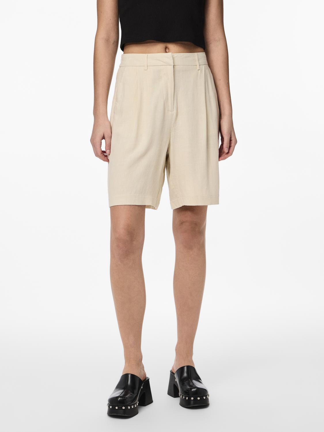 PCVINSTY HW LINEN BERMUDA SHORTS - 17138043