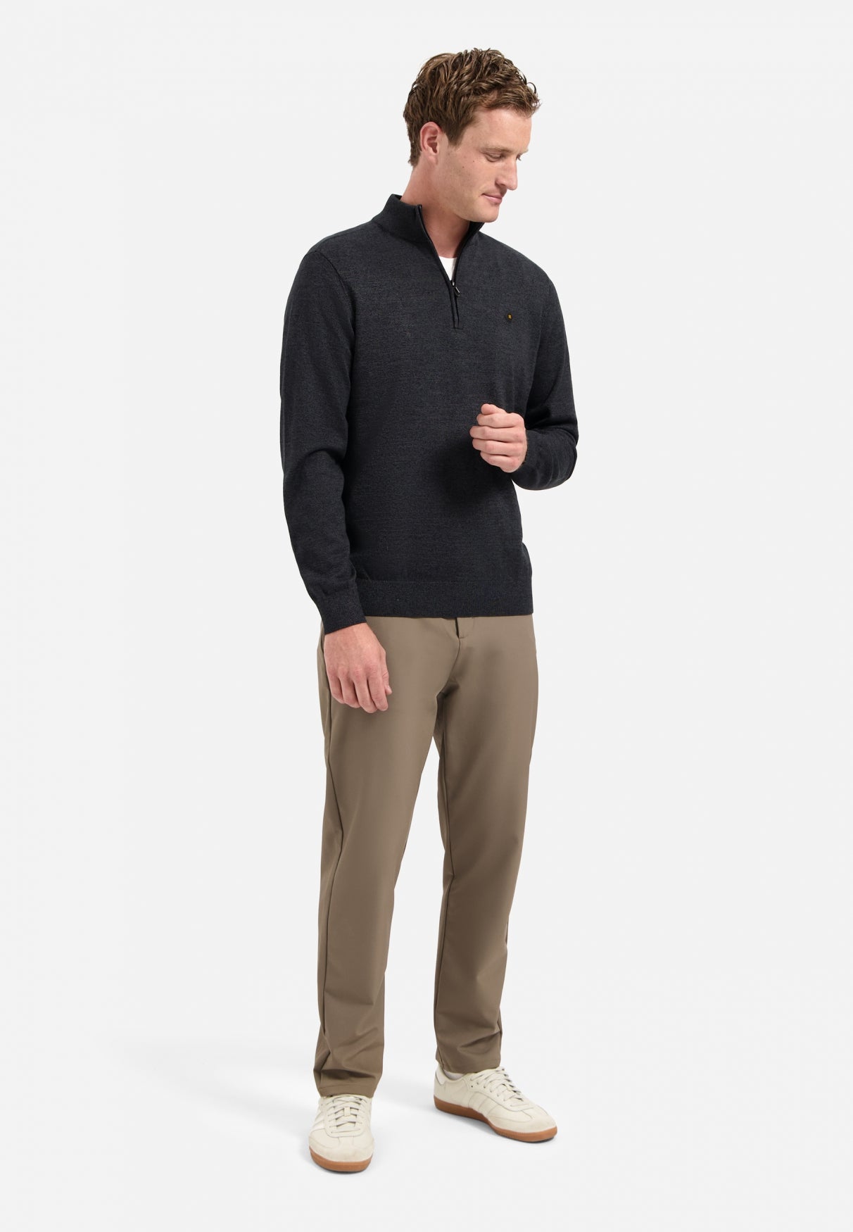 Pullover Half Zip 2 Coloured Melang - N2185